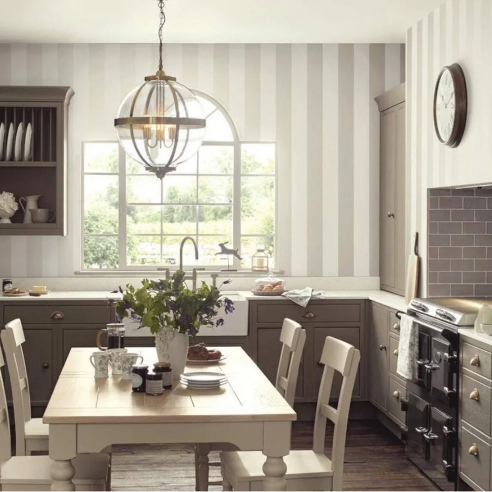 Laura Ashley Cream and White Striped Wallpaper